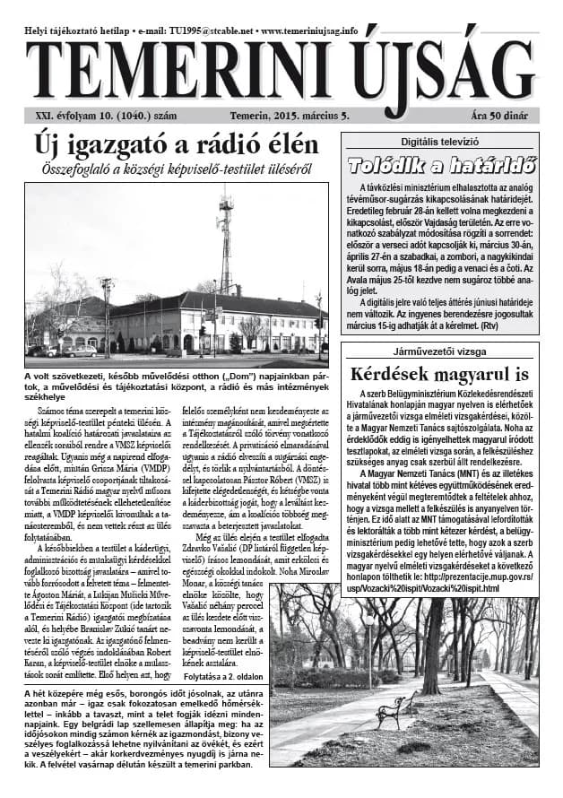 Temerini Újság, 21. évf. 2015. március 5. 10. sz.
