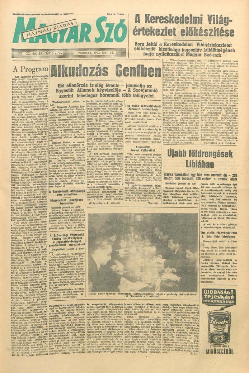 Magyar Szó, 20. évf. 1963. február 24. 53. sz. 1–24. oldal