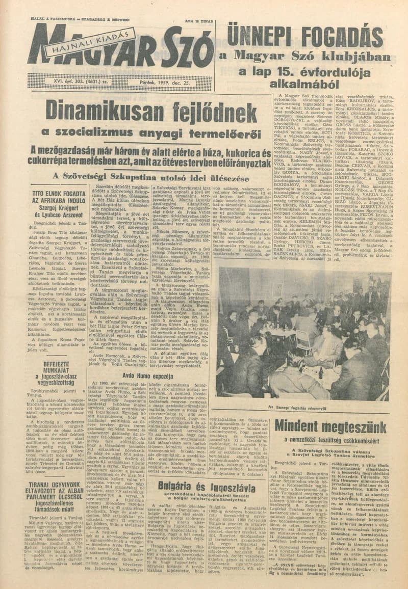 Magyar Szó, 16. évf. 1959. december 25. 303. sz. 1–22. oldal