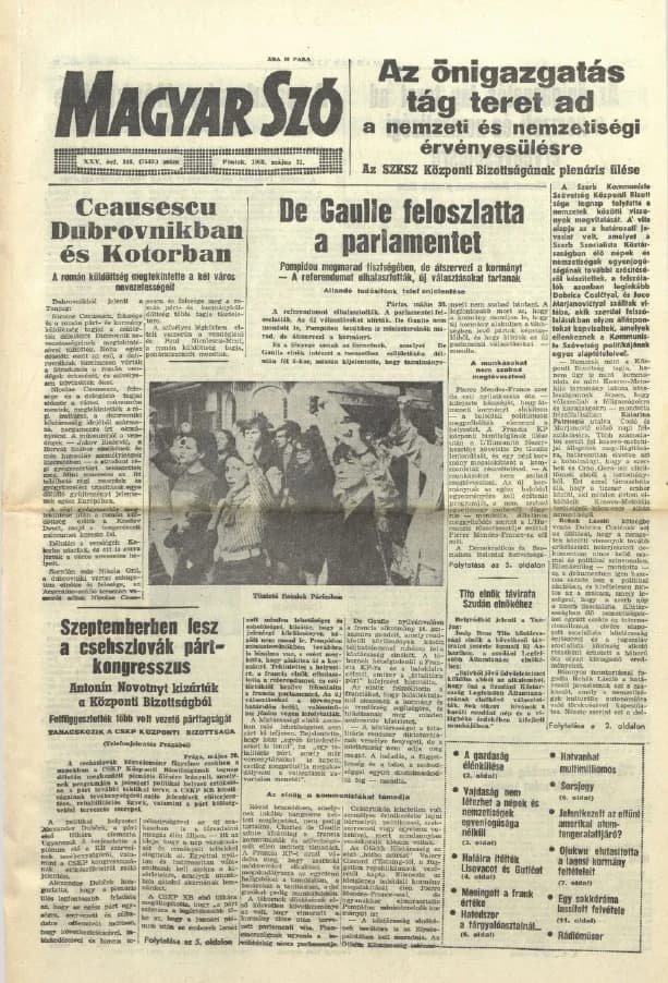 Magyar Szó, 25. évf. 1968. május 31. 148. sz. 1–12. oldal