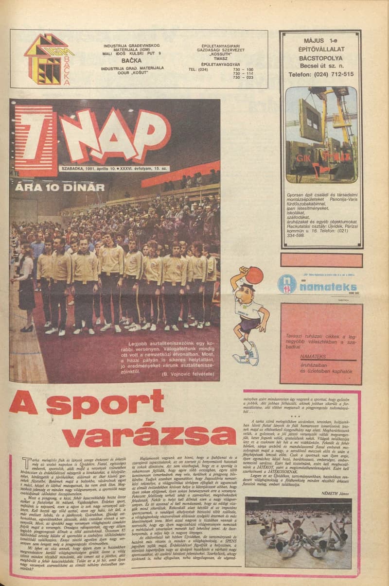 7 Nap, 36. évf. 1981. április 10. 15. sz. 1–16. oldal