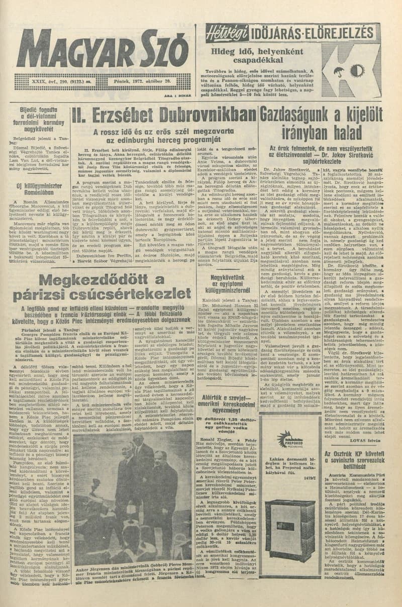 Magyar Szó, 29. évf. 1972. október 20. 290. sz. 1–14. oldal