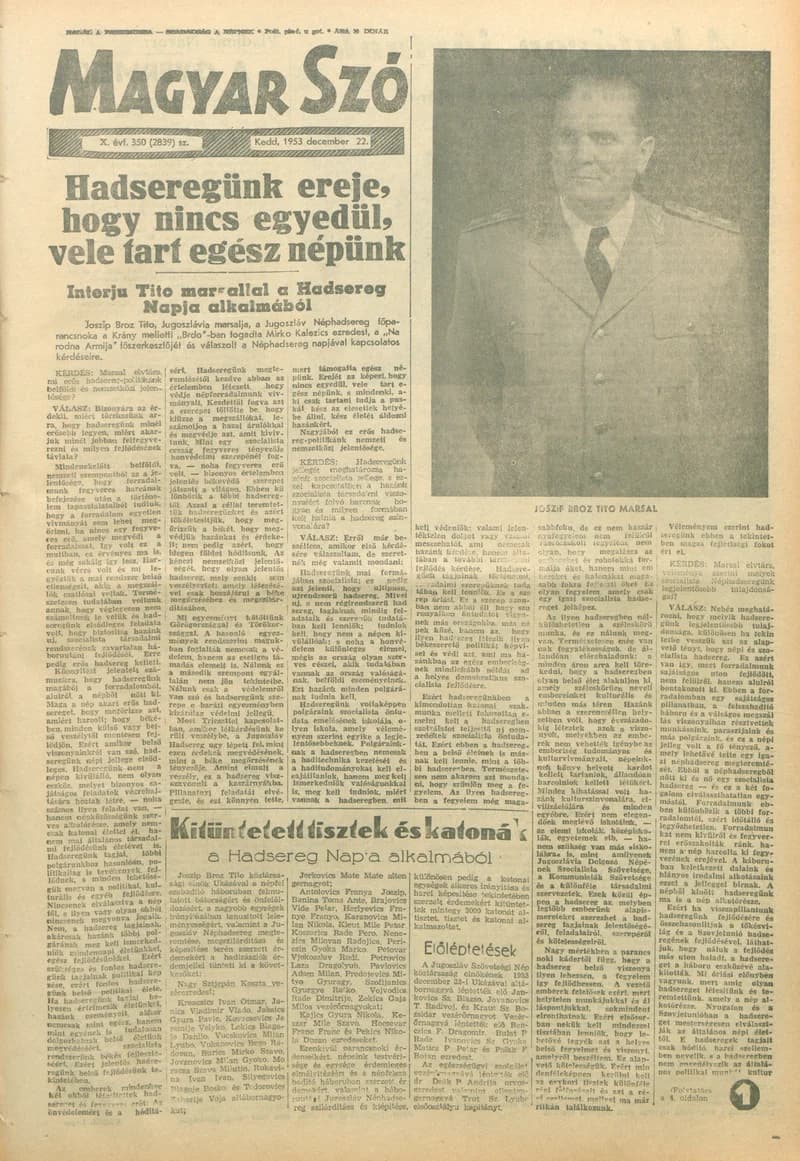 Magyar Szó, 10. évf. 1953. december 22. 350. sz. 1–12. oldal
