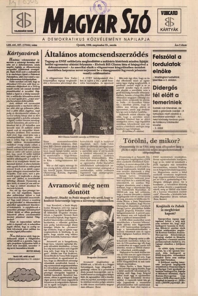 Magyar Szó, 53. évf. 1996. szeptember 25. 227. sz. 1–16. oldal