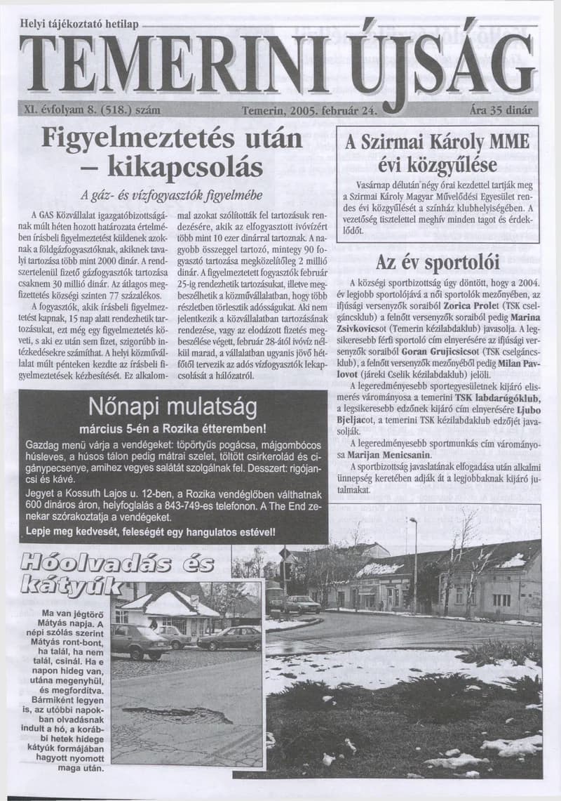Temerini Újság, 11. évf. 2005. február 24. 8. sz.