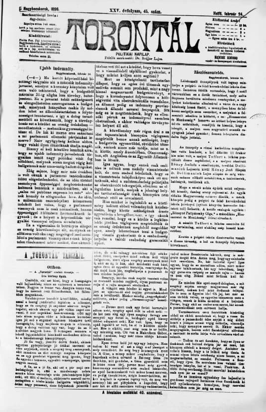 Torontál, 25. évf. 1896. február 24. 45. sz.