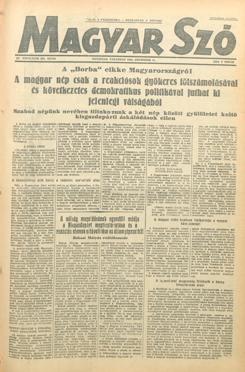 Magyar Szó, 3. évf. 1946. december 15. 298. sz. 1–8. oldal