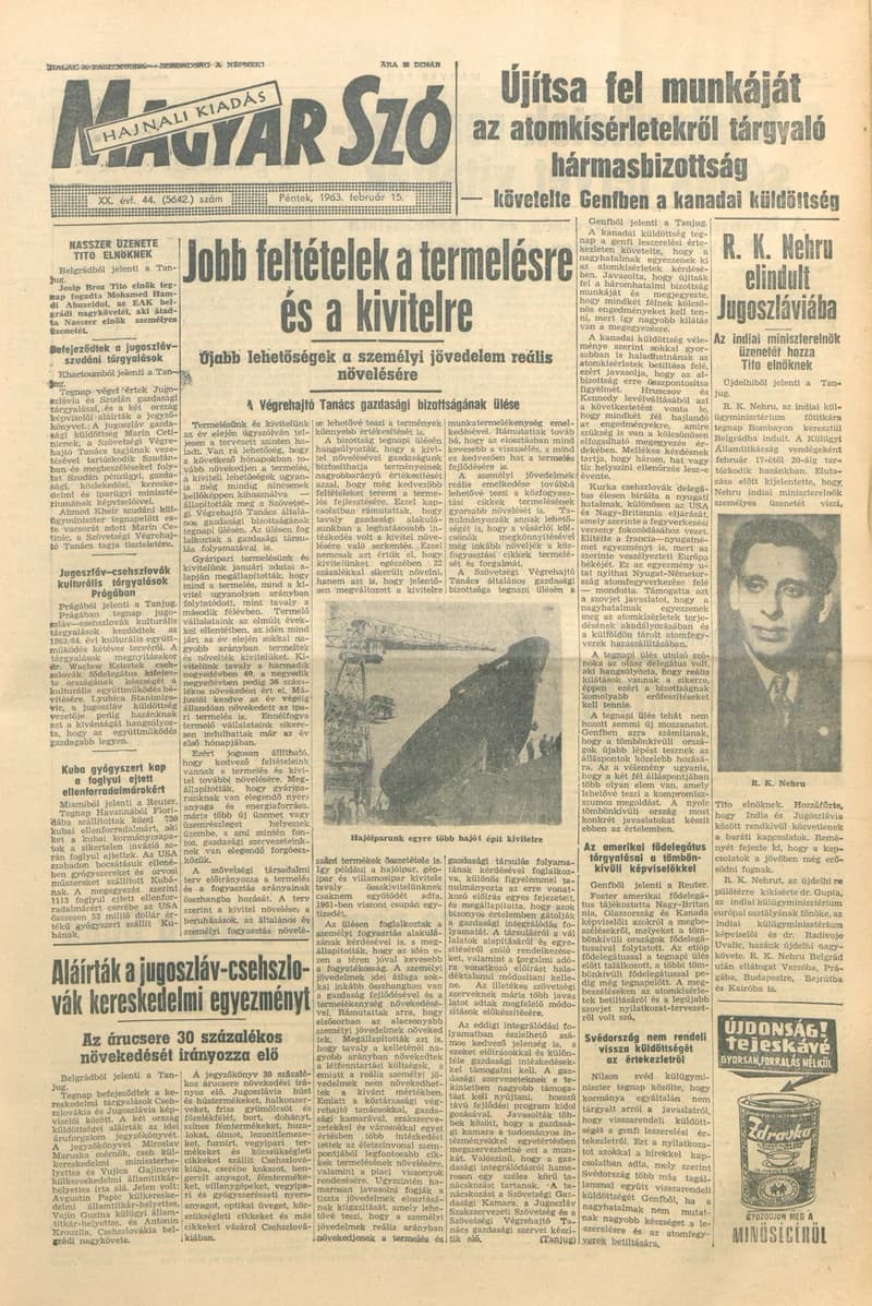 Magyar Szó, 20. évf. 1963. február 15. 44. sz. 1–14. oldal