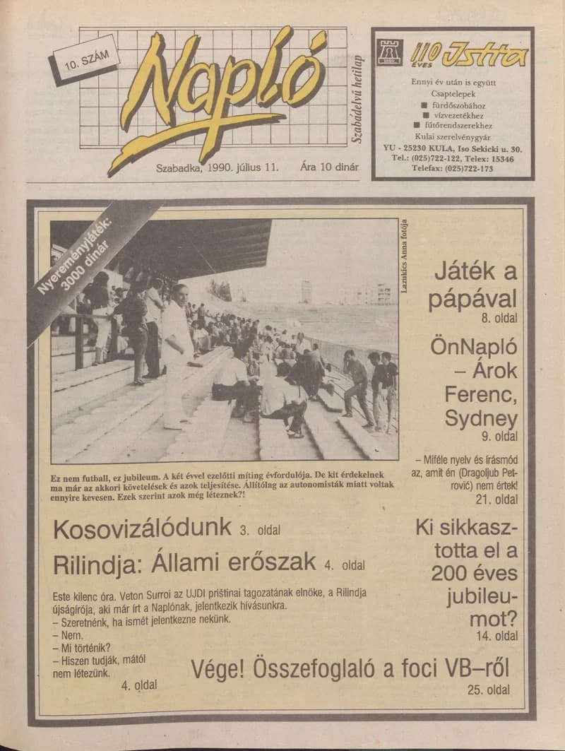 Napló - Szabadelvű hetilap, 1. évf. 1990. július 11. 10. sz.