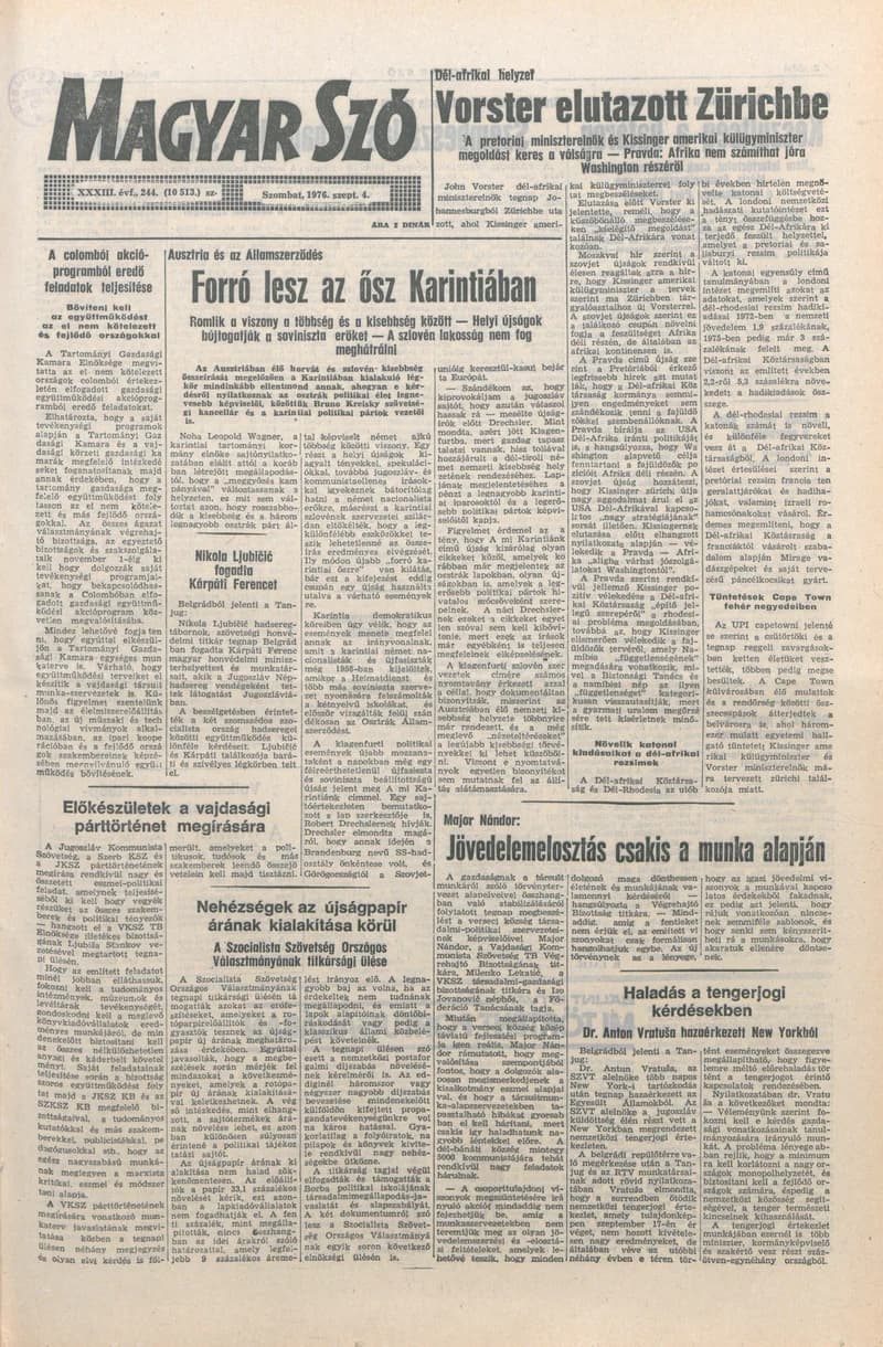Magyar Szó, 33. évf. 1976. szeptember 4. 244. sz. 1–18. oldal