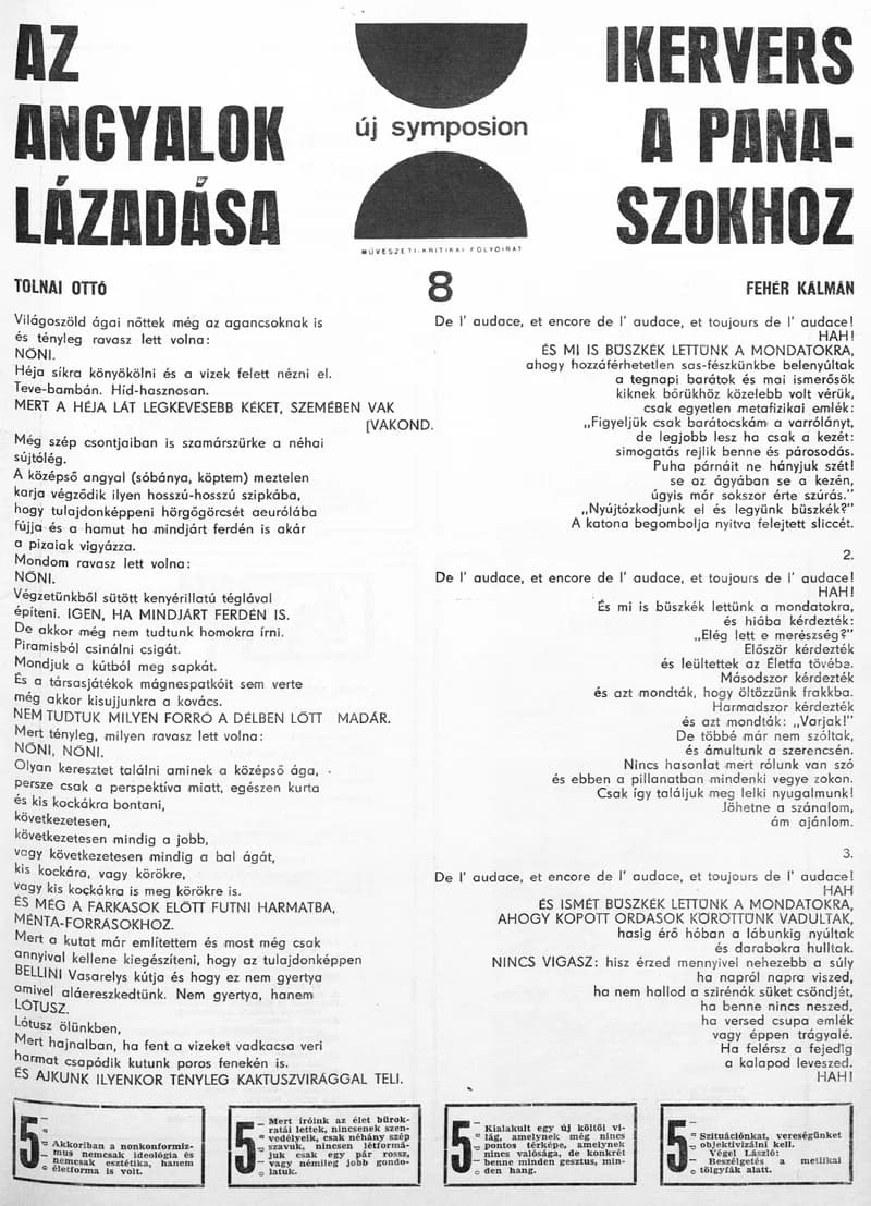 Új Symposion, 1. évf. 1965. augusztus 15. 8. sz. 1–28. oldal