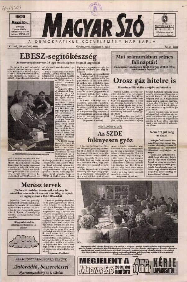 Magyar Szó, 57. évf. 2000. december 5. 286. sz. 1–16. oldal