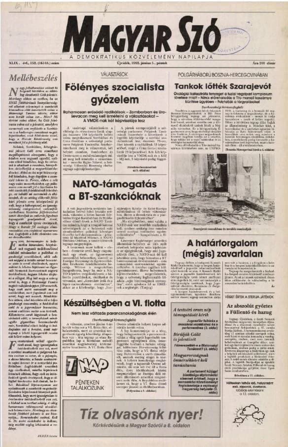 Magyar Szó, 49. évf. 1992. június 5. 152. sz. 1–16. oldal