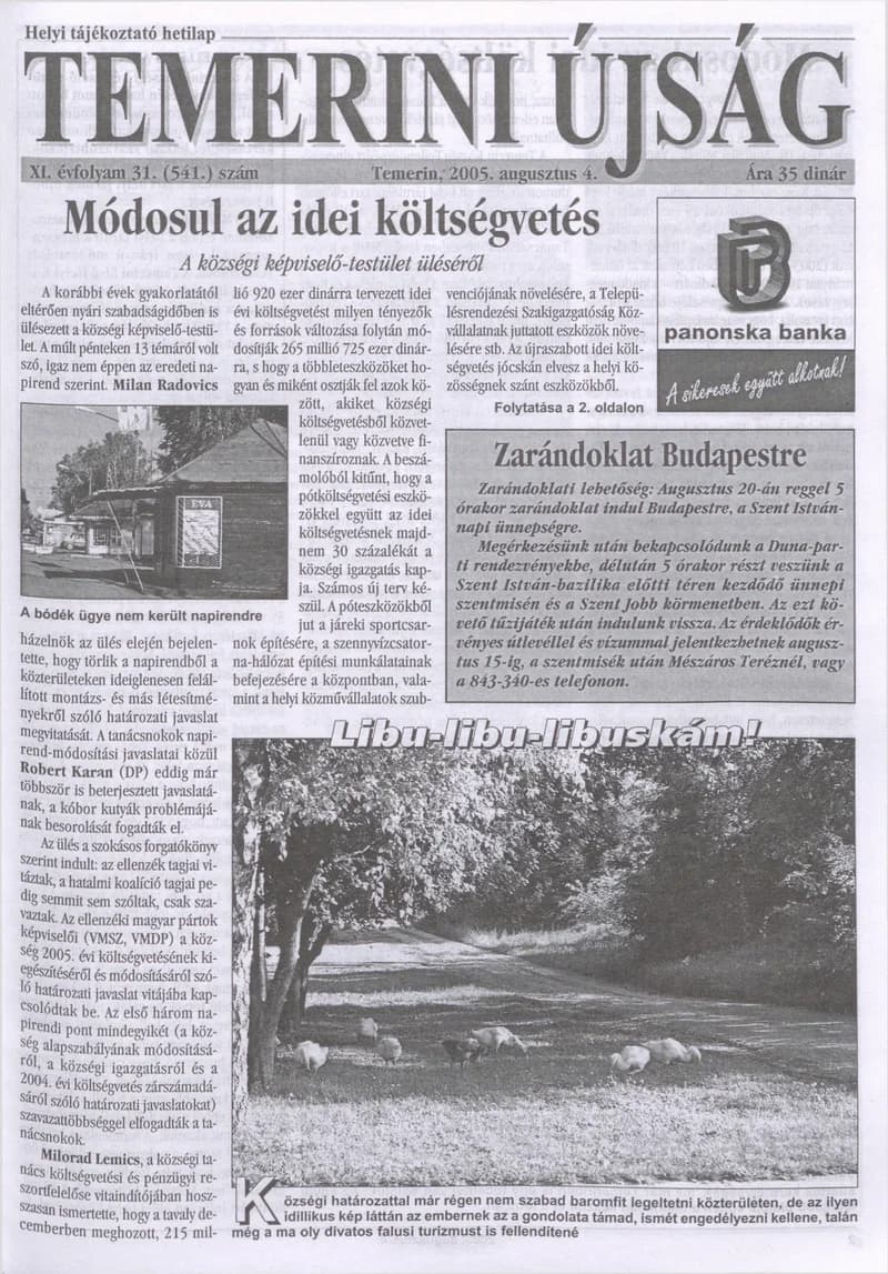 Temerini Újság, 11. évf. 2005. augusztus 4. 31. sz.
