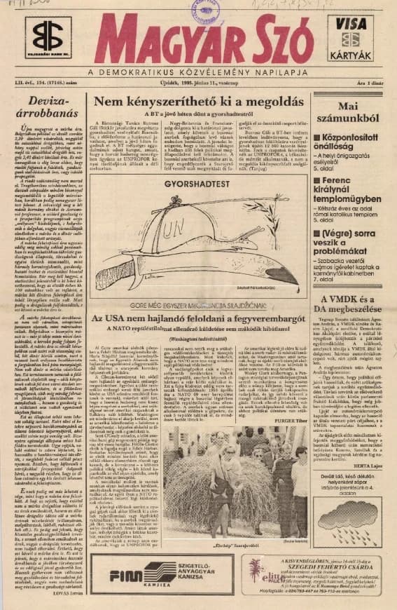 Magyar Szó, 52. évf. 1995. június 11. 134. sz. 1–24. oldal