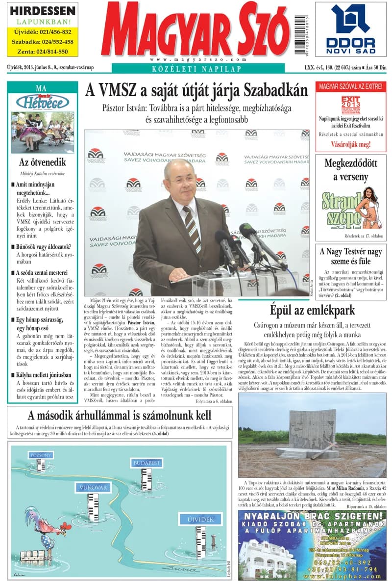 Magyar Szó, 70. évf. 2013. június 8. – 9. 130. sz. 1–44. oldal