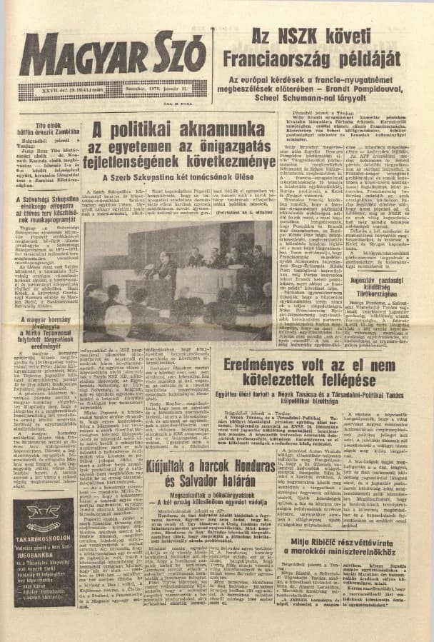 Magyar Szó, 27. évf. 1970. január 31. 29. sz. 1–16. oldal