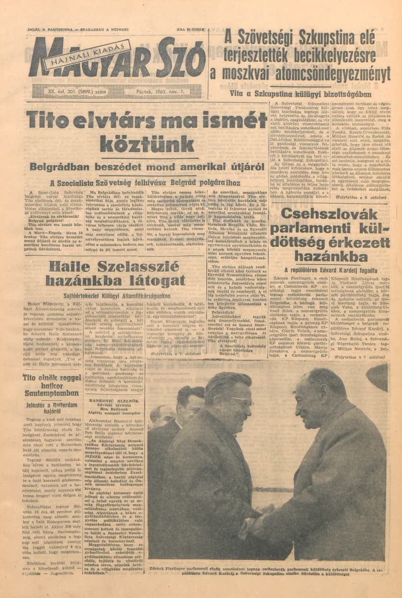 Magyar Szó, 20. évf. 1963. november 1. 301. sz. 1–16. oldal