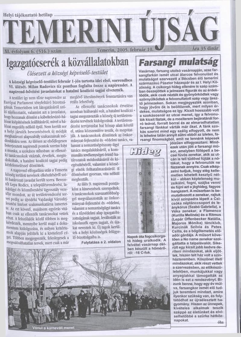 Temerini Újság, 11. évf. 2005. február 10. 6. sz.