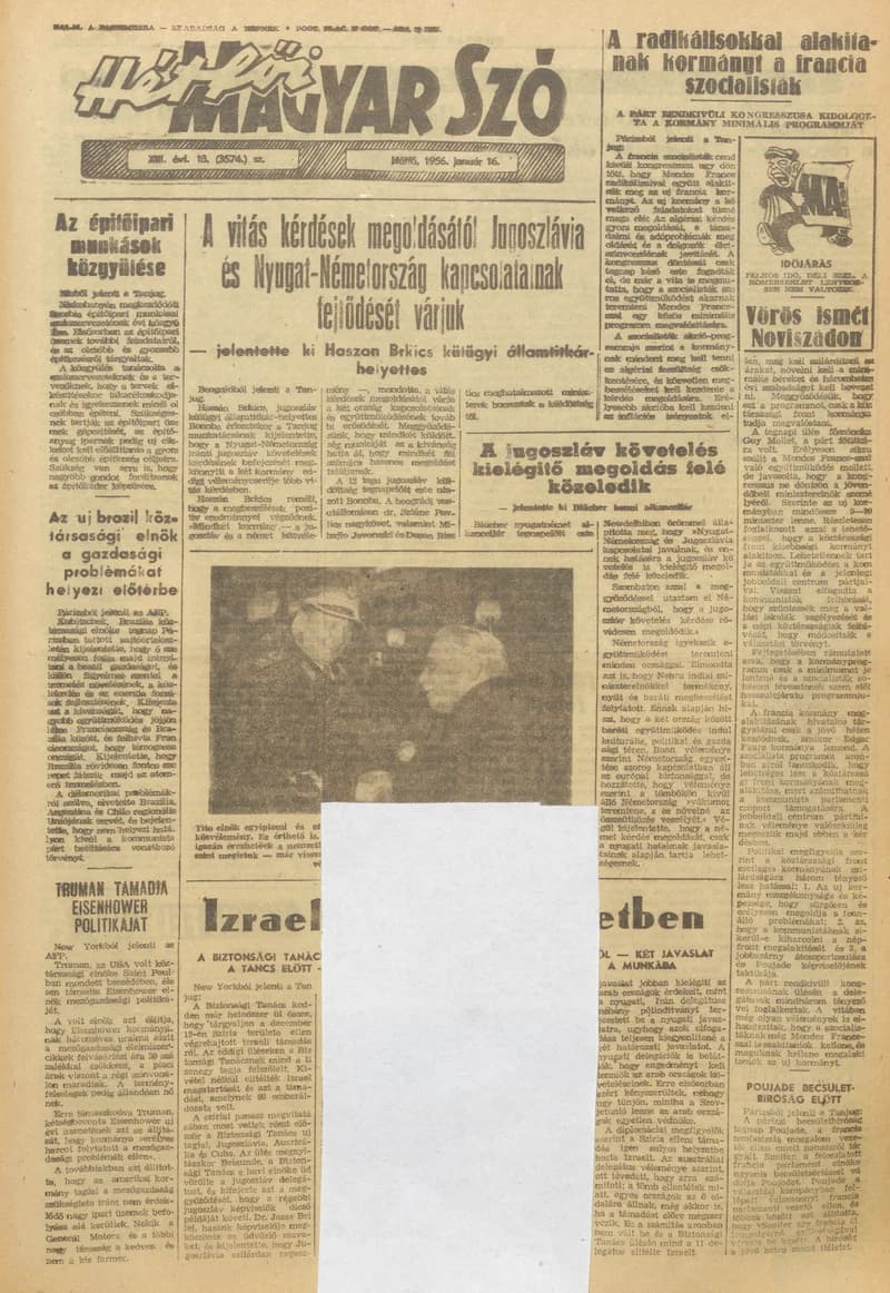 Magyar Szó, 13. évf. 1956. január 16. 13. sz. 1–6. oldal