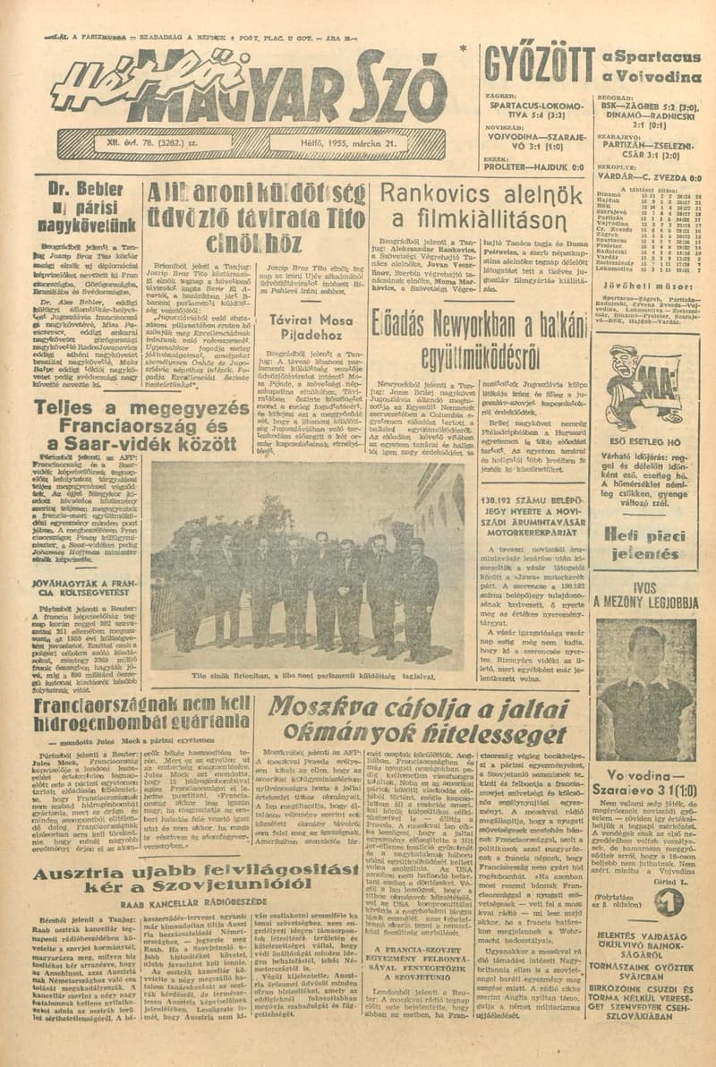 Magyar Szó, 12. évf. 1955. március 21. 78. sz. 1–6. oldal