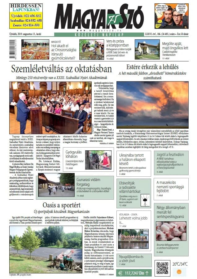 Magyar Szó, 76. évf. 2019. augusztus 13. 186. sz. 1–20. oldal