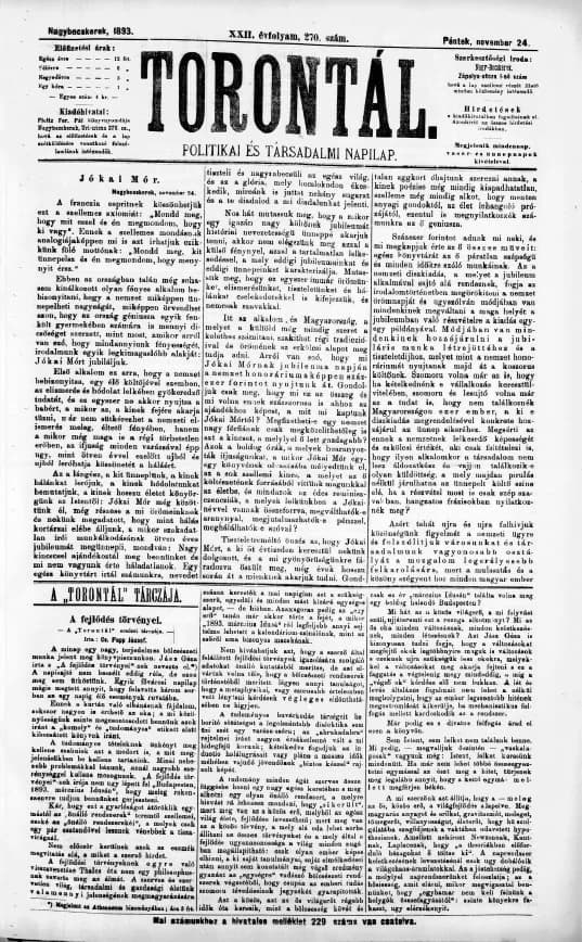 Torontál, 22. évf. 1893. november 24. 270. sz.