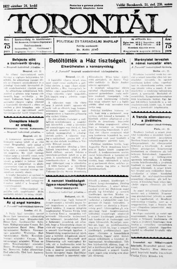 Torontál, 51. évf. 1922. október 24. 238. sz.