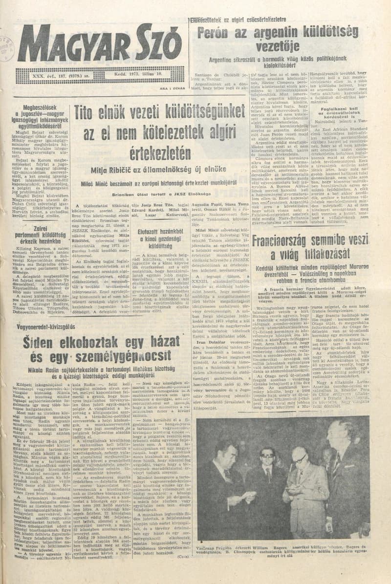 Magyar Szó, 30. évf. 1973. július 10. 187. sz. 1–20. oldal