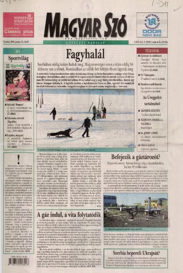 Magyar Szó, 66. évf. 2009. január 12. 7. sz. 1–16. oldal
