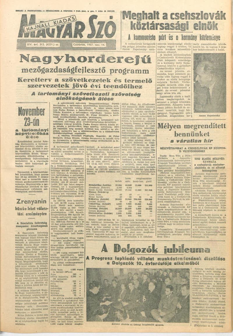 Magyar Szó, 14. évf. 1957. november 14. 313. sz. 1–12. oldal