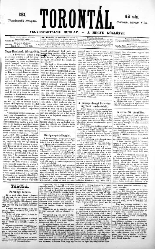 Torontál, 12. évf. 1883. február 8. 6. sz.