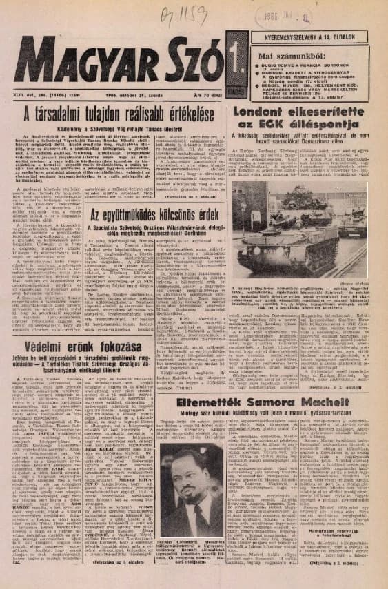 Magyar Szó, 43. évf. 1986. október 29. 298. sz. 1–16. oldal