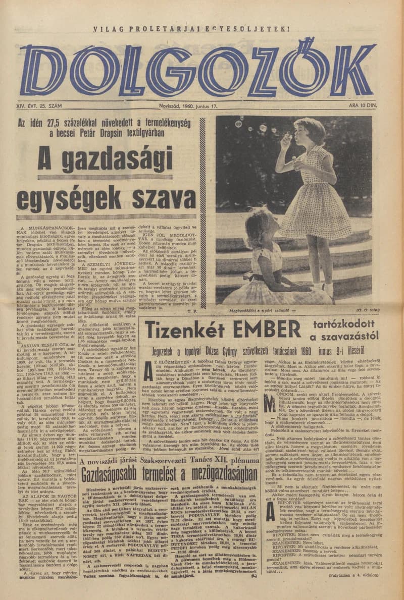 Dolgozók, 14. évf. 1960. június 17. 25. sz.