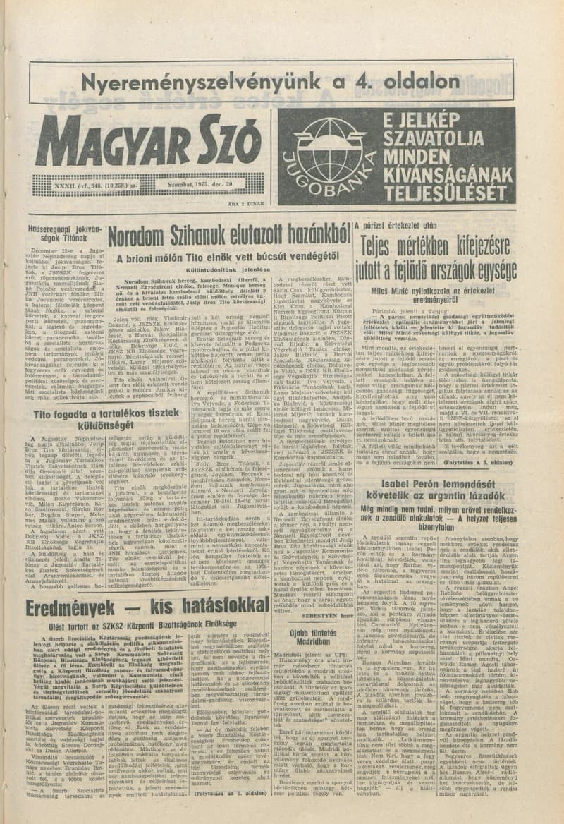 Magyar Szó, 32. évf. 1975. december 20. 348. sz.