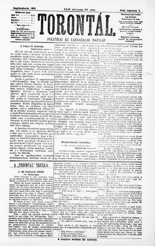 Torontál, 24. évf. 1895. augusztus 6. 179. sz.