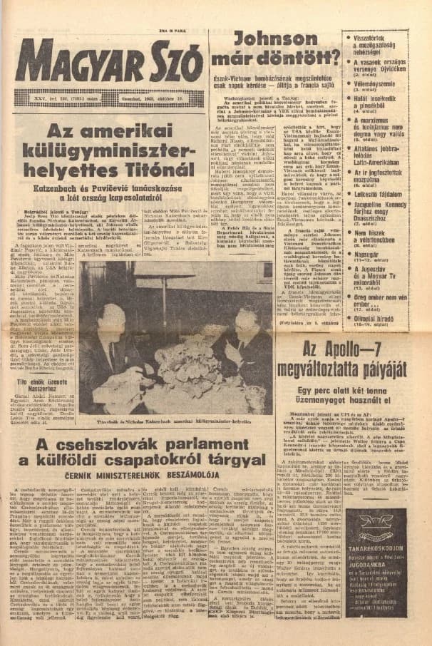 Magyar Szó, 25. évf. 1968. október 19. 289. sz. 1–20. oldal