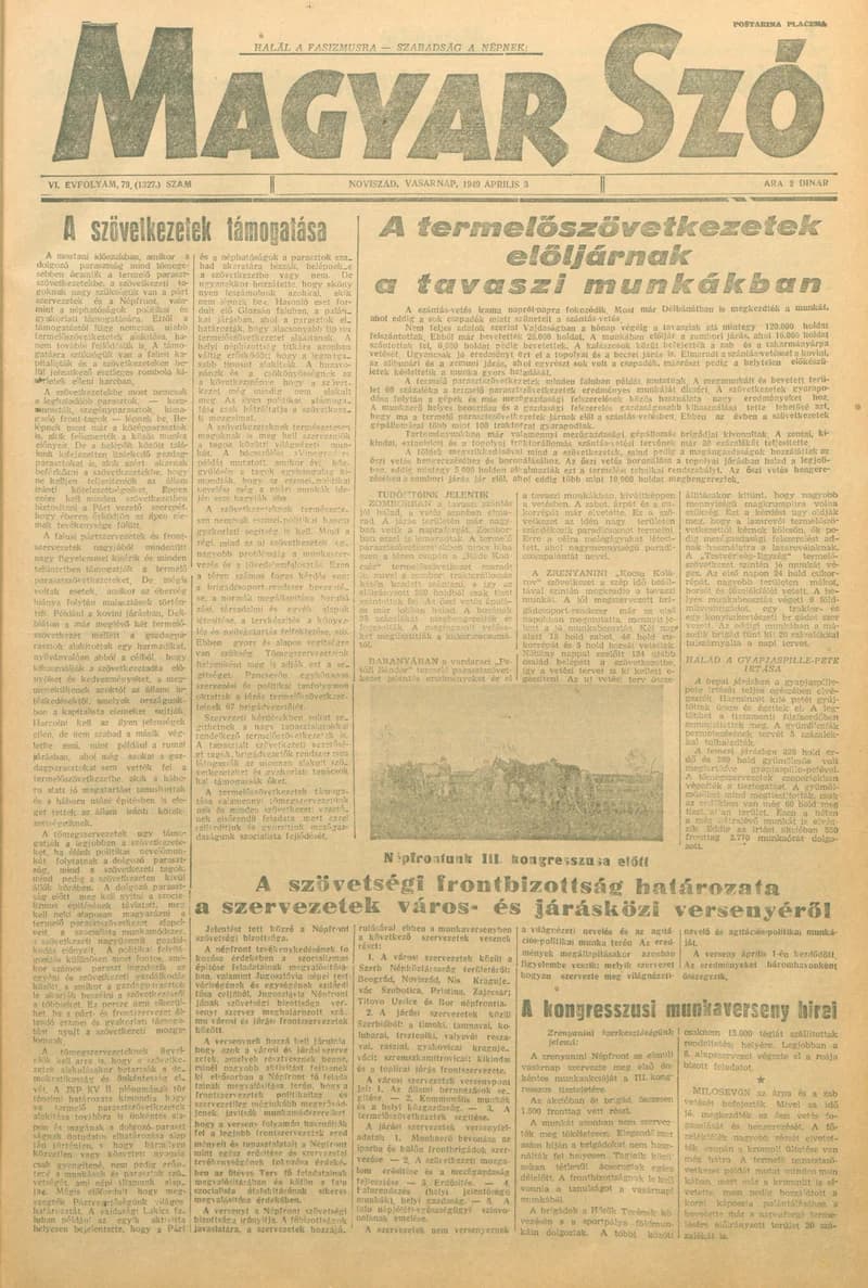 Magyar Szó, 6. évf. 1949. április 3. 79. sz. 1–4. oldal
