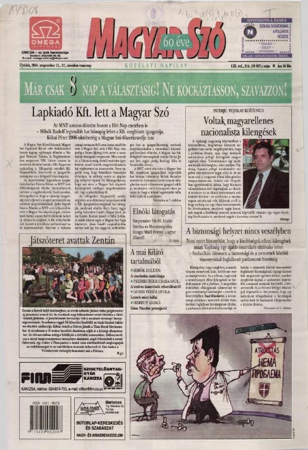 Magyar Szó, 61. évf. 2004. szeptember 11. – 12. 214. sz. 1–28. oldal