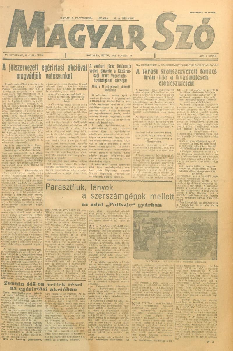 Magyar Szó, 6. évf. 1949. január 10. 8. sz. 1–6. oldal