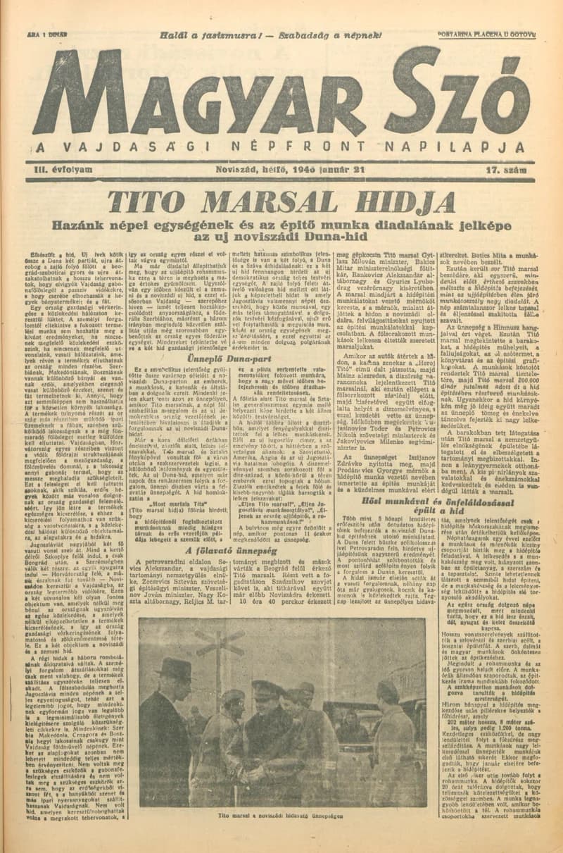Magyar Szó, 3. évf. 1946. január 21. 17. sz. 1–6. oldal