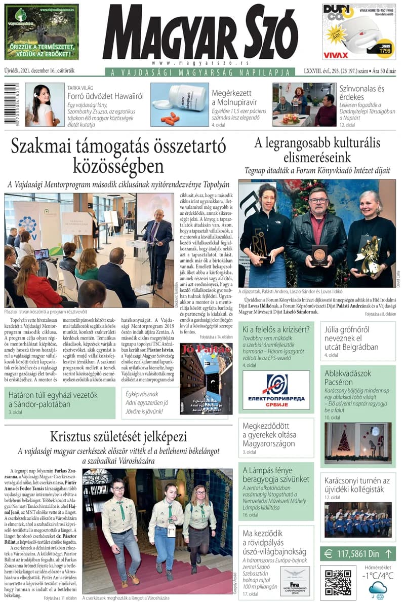 Magyar Szó, 78. évf. 2021. december 16. 293. sz. 1–20. oldal