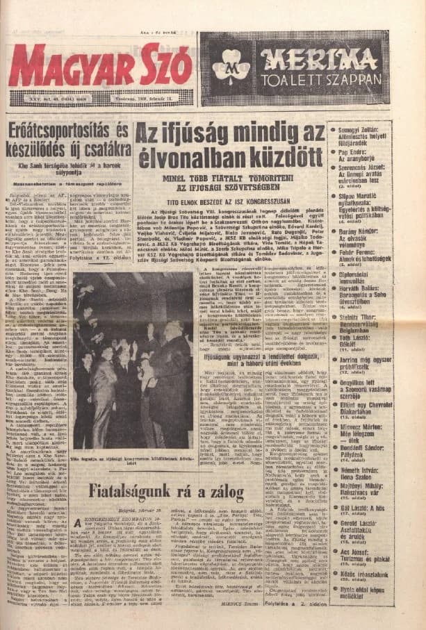 Magyar Szó, 25. évf. 1968. február 11. 40. sz. 1–32. oldal