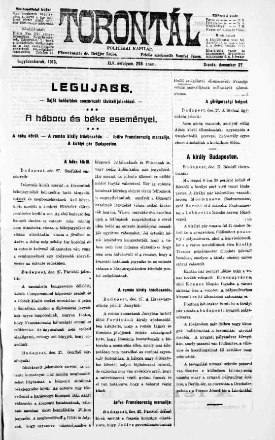 Torontál, 45. évf. 1916. december 27. 295. sz.