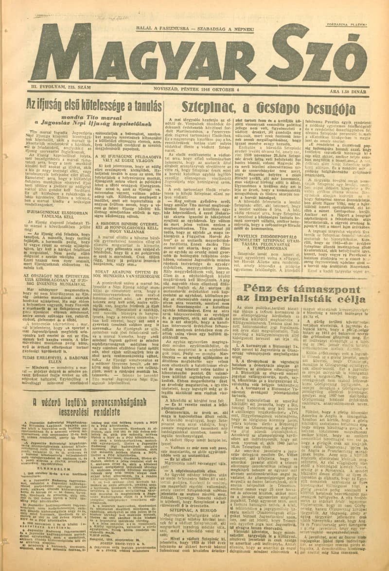 Magyar Szó, 3. évf. 1946. október 4. 235. sz. 1–4. oldal