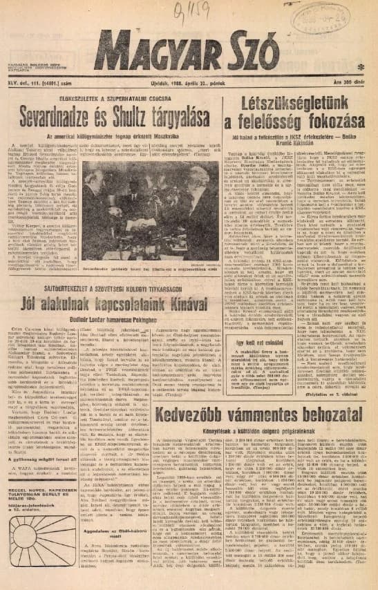 Magyar Szó, 45. évf. 1988. április 22. 111. sz. 1–24. oldal