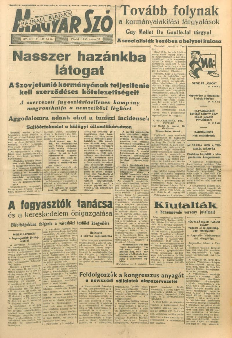 Magyar Szó, 15. évf. 1958. május 31. 142. sz.