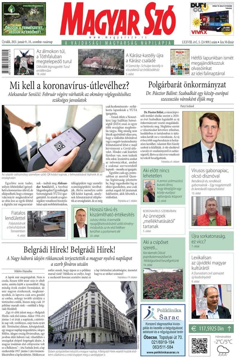 Magyar Szó, 78. évf. 2021. január 9. – 10. 5. sz. 1–40. oldal