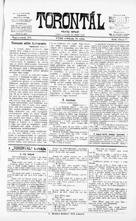 Torontál, 32. évf. 1903. február 17. 38. sz.