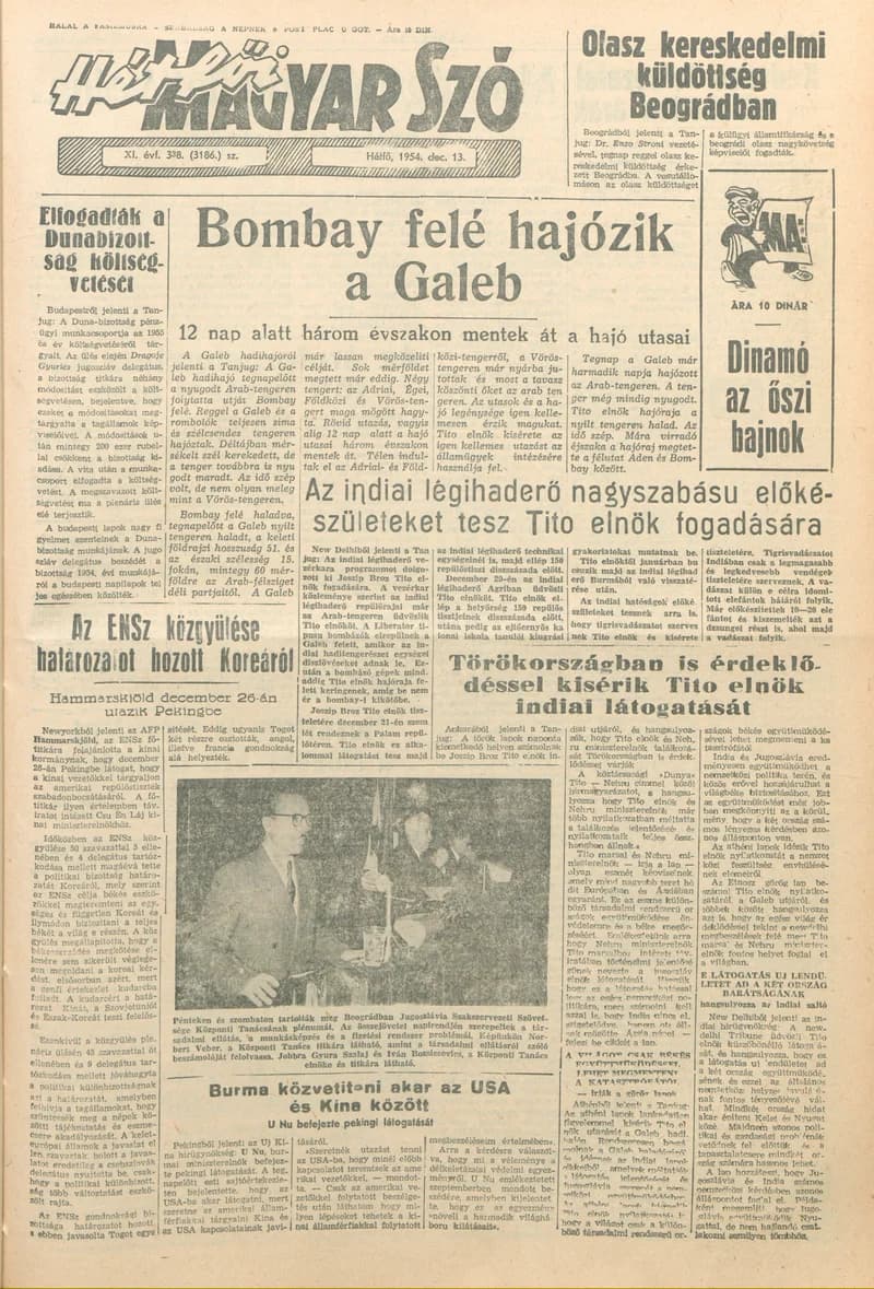 Magyar Szó, 11. évf. 1954. december 13. 338. sz. 1–6. oldal